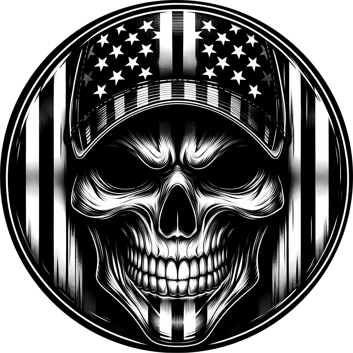 American Flag Skull Spare Tire Cover For Jeep, Bronco, Rv, Camper, Trailer, & More 1
