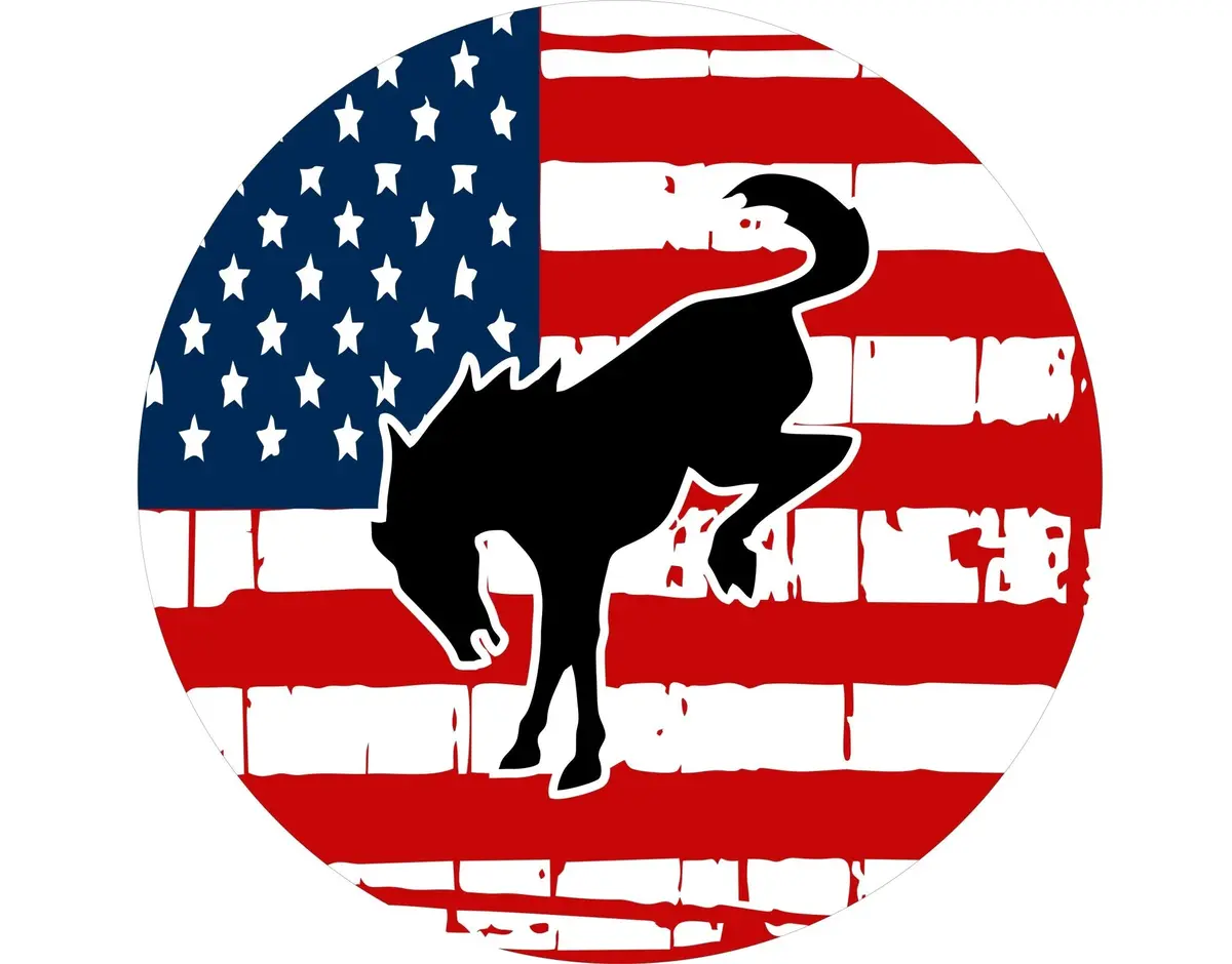 American Flag With Bronco Horse Spare Tire Cover Jeep, Bronco, Rvs And More ( Full Color ) 1