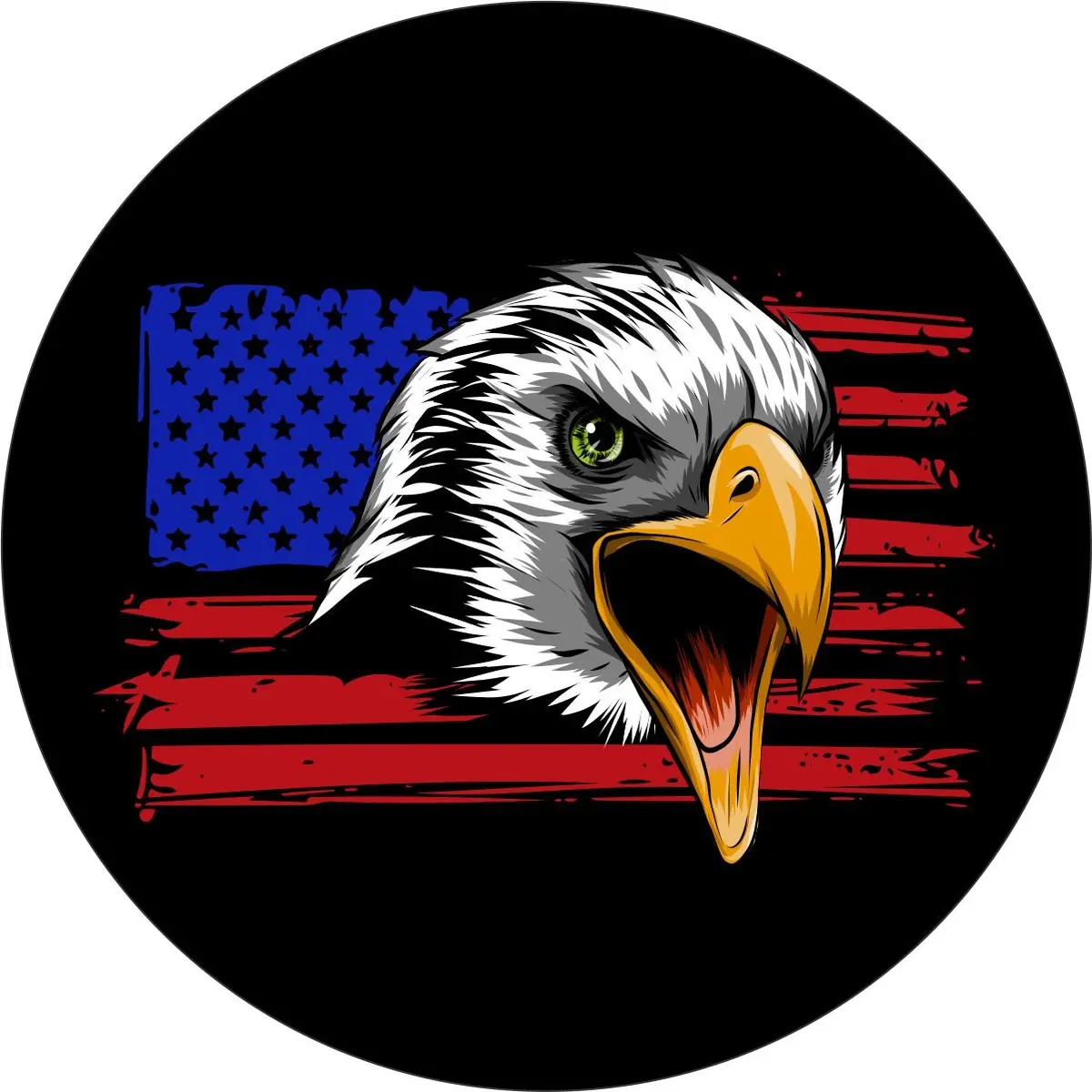 American Flag With Eagle Spare Tire Cover For Jeep, Bronco, Rv, Camper, Trailer, & More 1