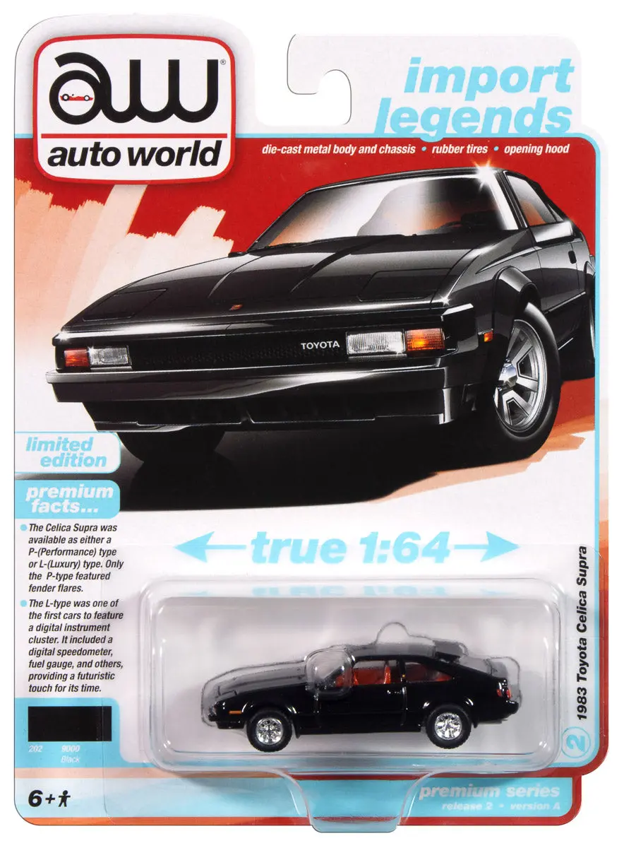 1983 Toyota Celica Supra Black Auto World Premium Series 2024 Release 2A 1:64 Scale 1