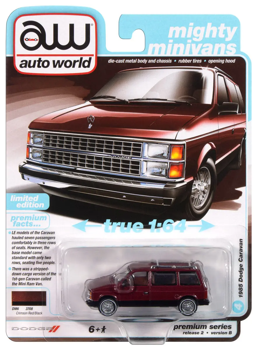 1985 Dodge Caravan Red Auto World Premium Series 2024 Release 2B 1:64 Scale 1