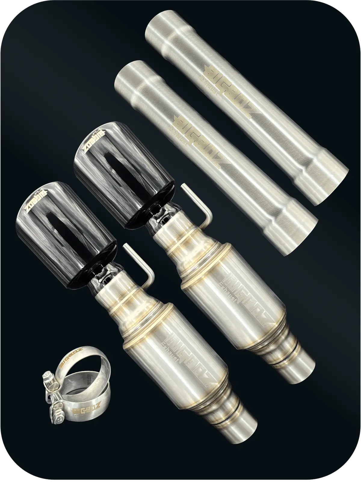 Axleback Kit ( Brushed Satin Finish Mufflers) For 2015-2023 V8 Dodge Charger 1