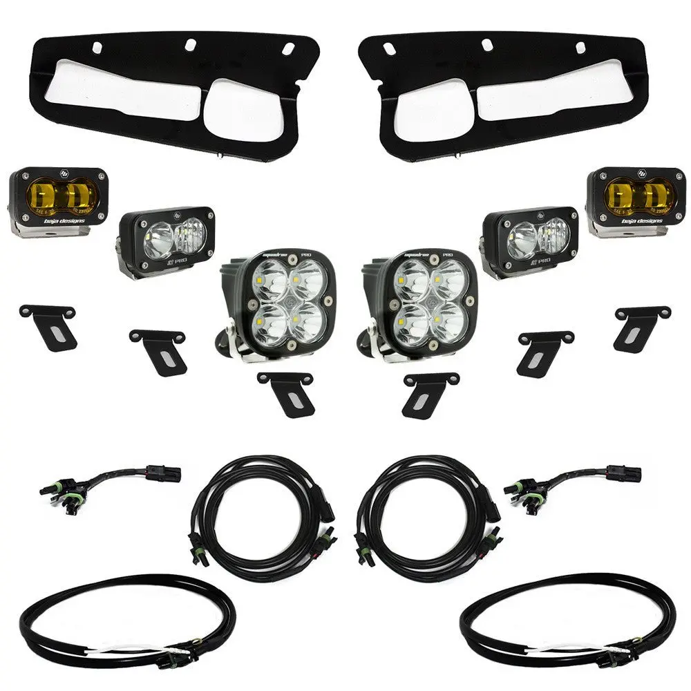 Baja Designs S2 Sae “Pro” Fog Pocket Amber Light Kit W/ Upfitter W/ Steel Bumper 2021-2025 Bronco 1