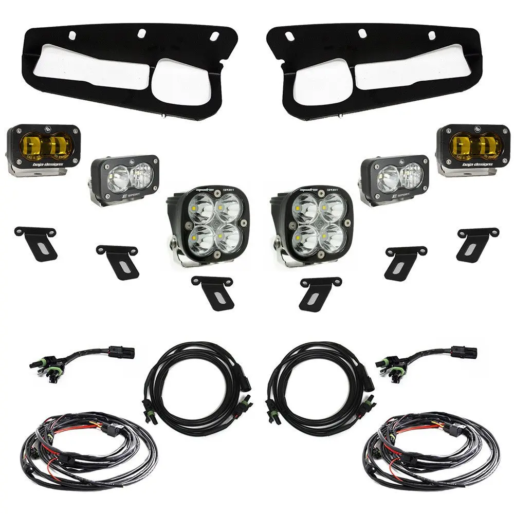 Baja Designs S2 Sae “Sportsmen” Fog Pocket Amber Light Kit W/ Steel Bumper 2021-2025 Bronco 1