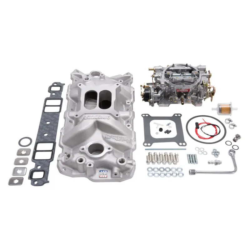 Edelbrock Performer Eps Intake Manifold & Carburetor Kit – Natural Finish, Fits Small-Block Chevrolet Engines (1957–1986) 2
