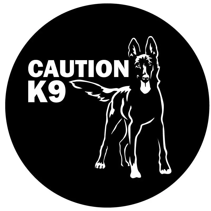 Belgian Malinois - Caution K9 Spare Tire Cover - Jeep, Rv, Camper, Bronco & More 1