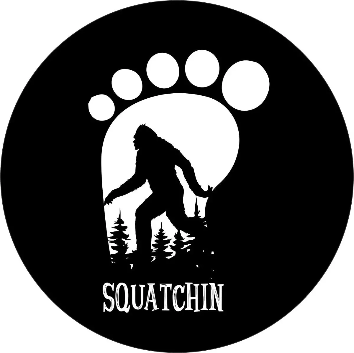 Bigfoot Squatchin Footprint Spare Tire Cover For Camper, Rv, Jeep, Bronco, & More 1
