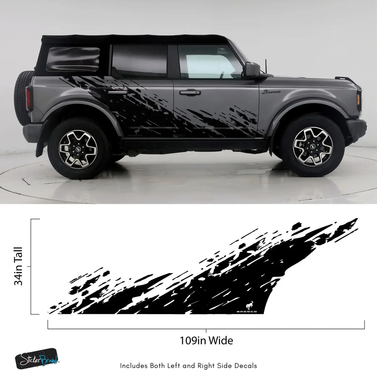 Bronco Mud Splash Side Rocker Panel Car Graphic Sticker. #6896 1