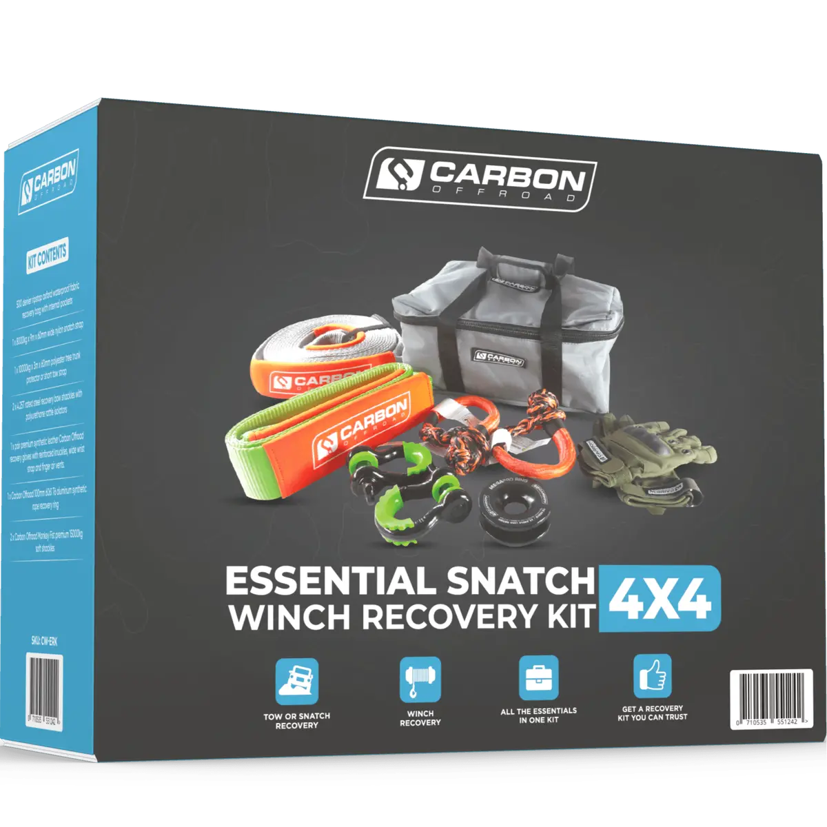 Carbon Offroad Essential Snatch And Winch 4X4 Recovery Kit 2