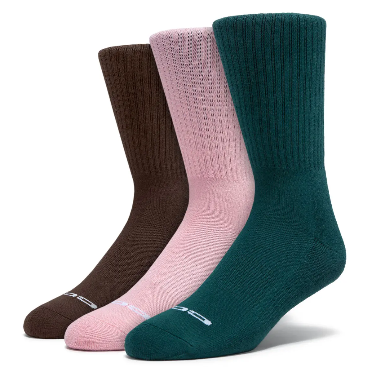 Ccs 3 Pack Solid Socks - Brown/Forest/Blush 1