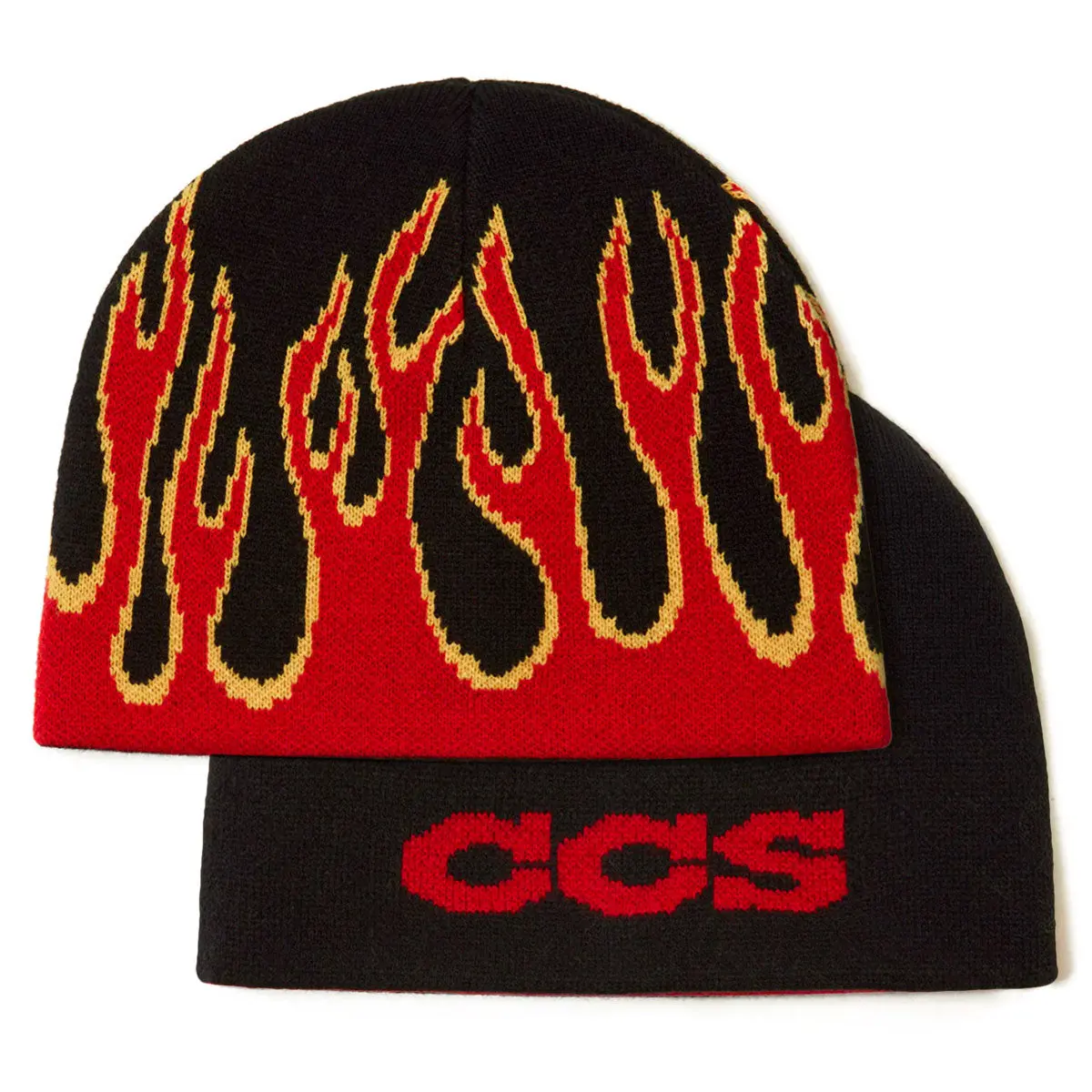 Ccs Flames Reversible Skully Beanie - Black/Red 1