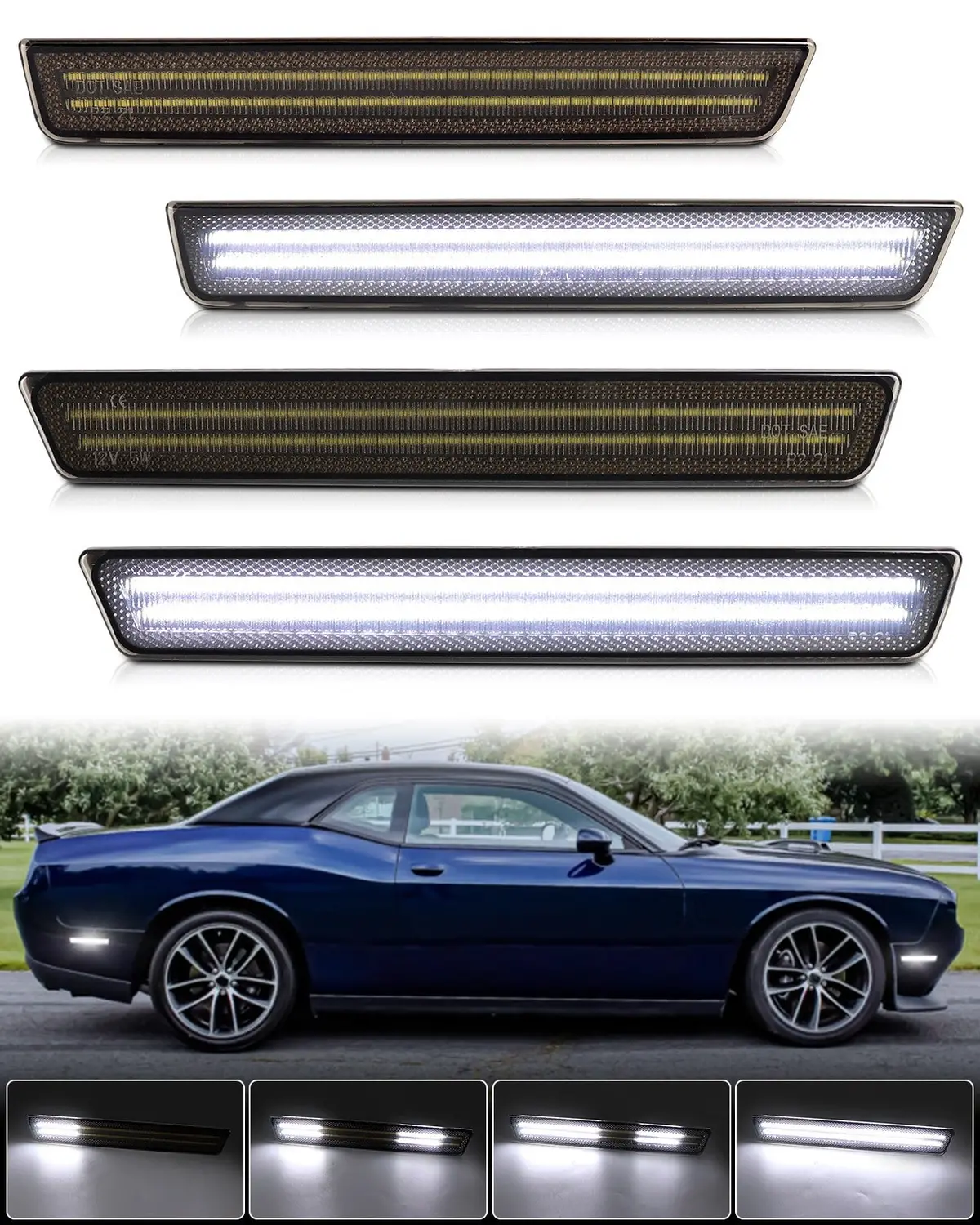 Challenger 15-23 Front/Rear Dynamic Smoked Led Side Markers 1