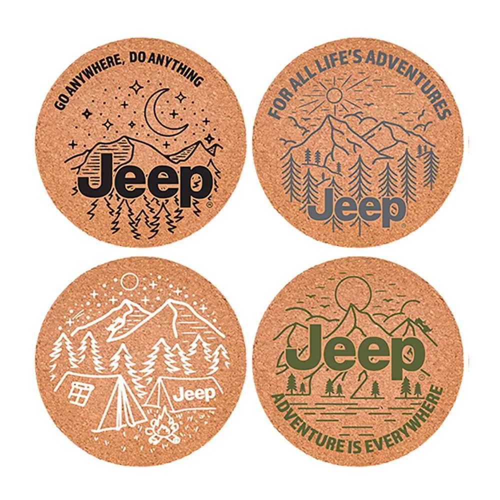 Coaster Set Cork - Jeep Assorted Logos 1