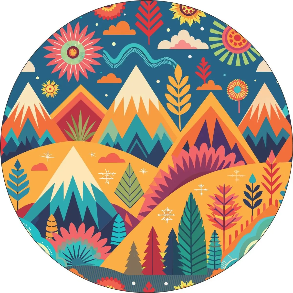 Colorful Boho Ornamental Geometric Mountain Landscape Spare Tire Cover Design - Custom & Unique Spare Tire Covers 1