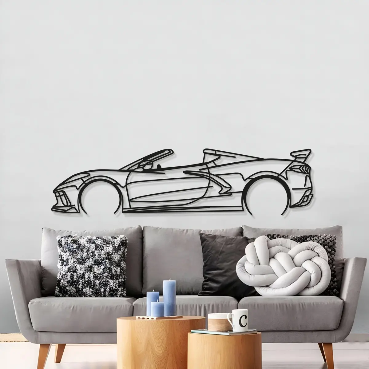 Corvette C8 Detailed Metal Car Wall Art - Mt0922 2
