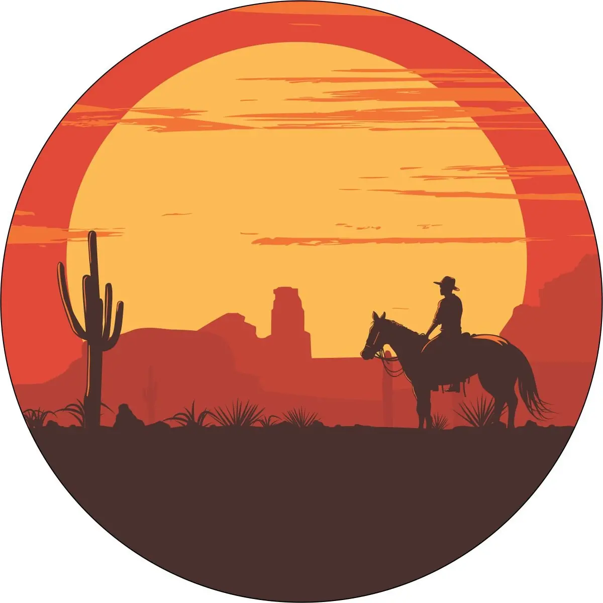 Cowboy Rides Away - Western Spare Tire Cover Design 1
