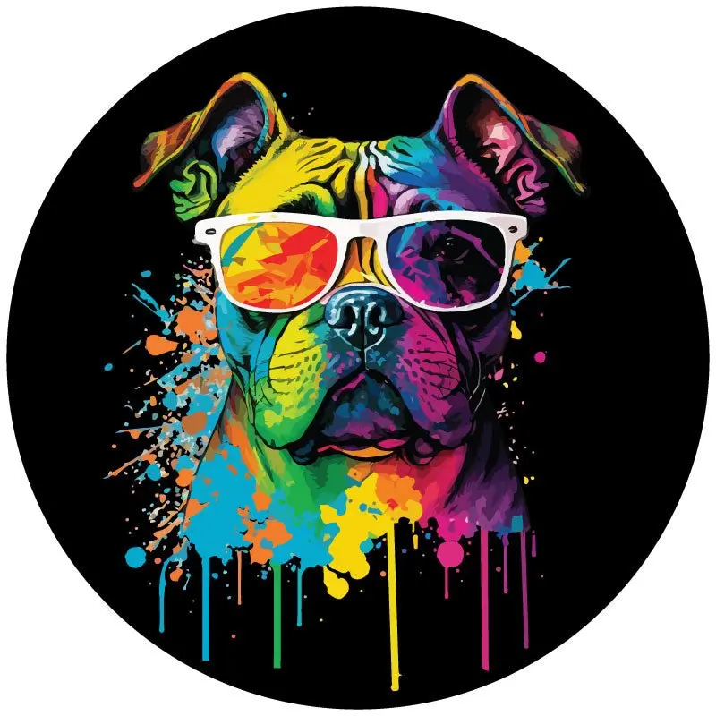 Cute Pop Art English Bulldog Spare Tire Cover For Jeeps, Bronco, Rv, Camper, Van, & More 1