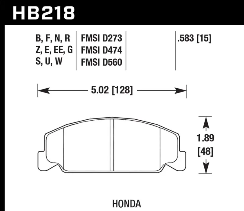 Hawk 88-89 Civic Si / 92-00 Civic Cx / 88-00 Dx / 98-00 Gx Hp Plus Street  Front Brake Pads 1