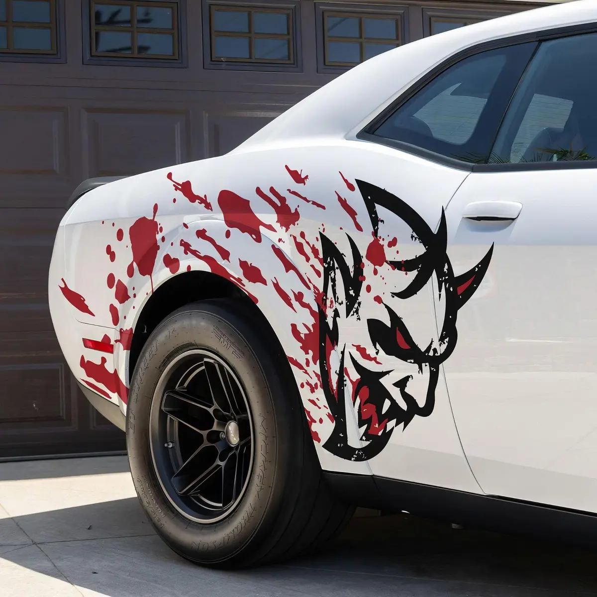 Demon Decal Sticker For Dodge Challenger Srt. Blood Splatter Car Decal. #6994 1