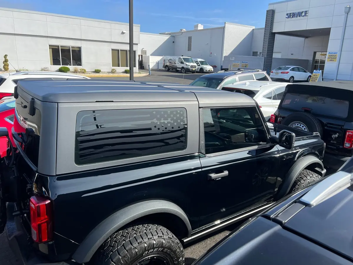 Distressed American Flag Window Decals For The 2021-2025 2 Door Ford Bronco (X2) 1