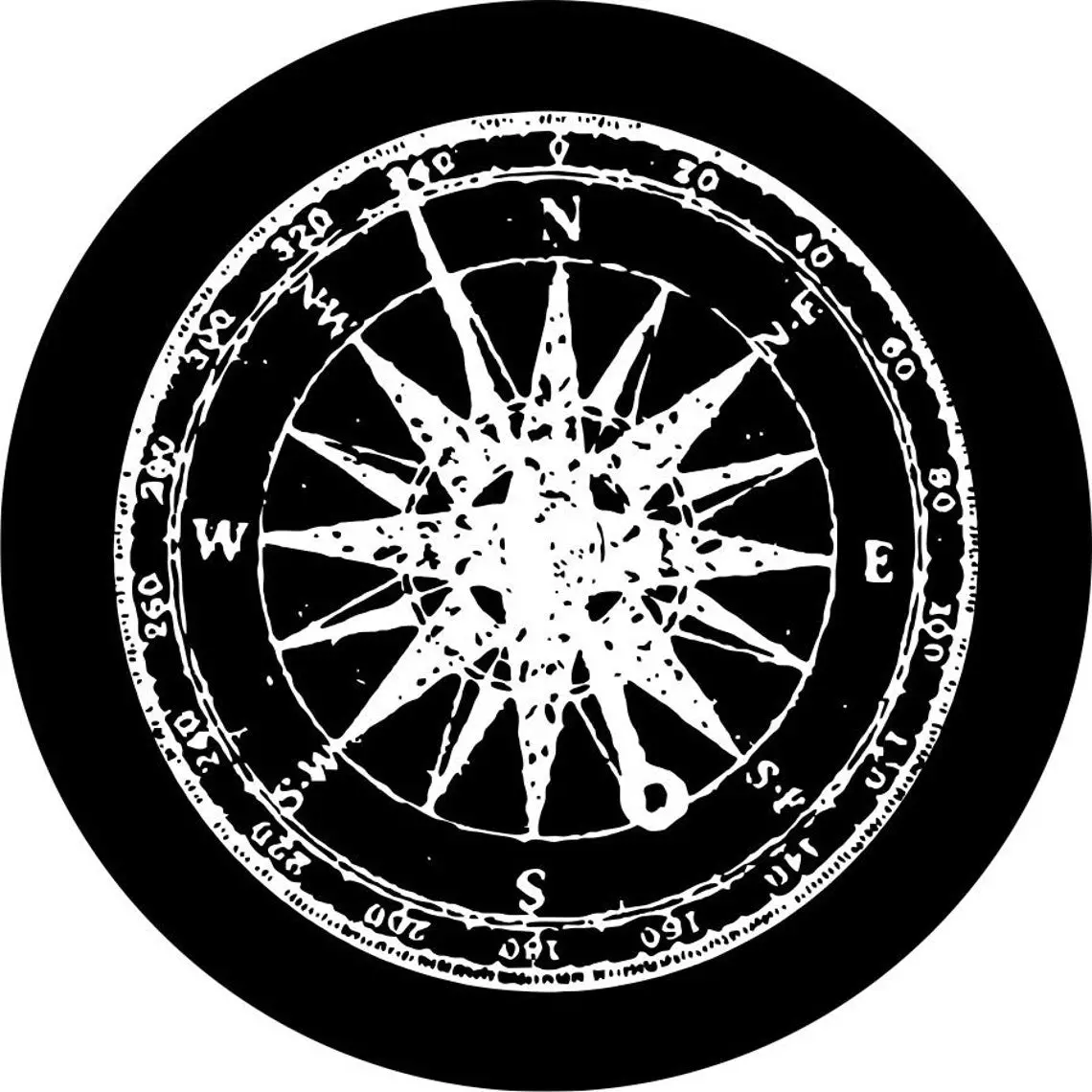 Distressed Detailed Compass Spare Tire Cover 1