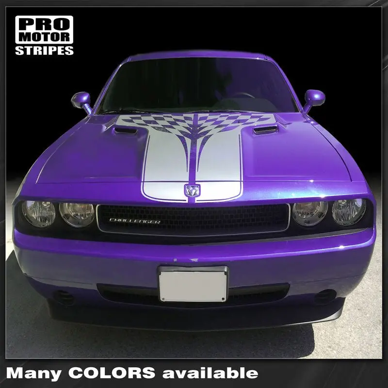 Dodge Challenger 2008-2014 Checkered Hood Stripes 1