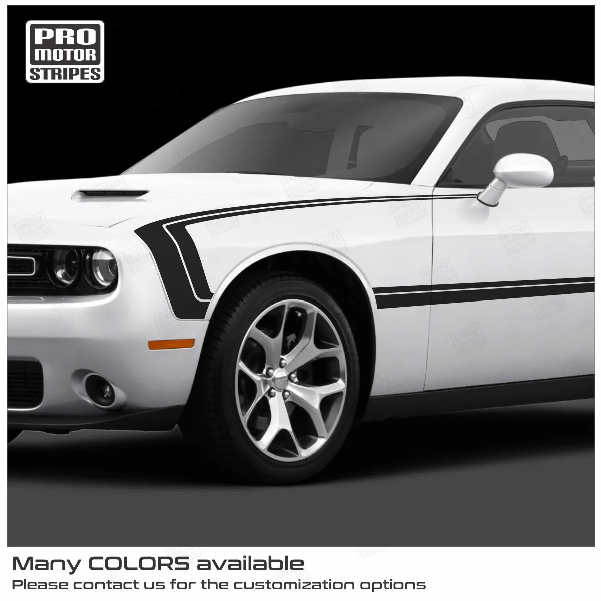 Dodge Challenger 2008-2023 Front Accent Side Stripes Decals 1