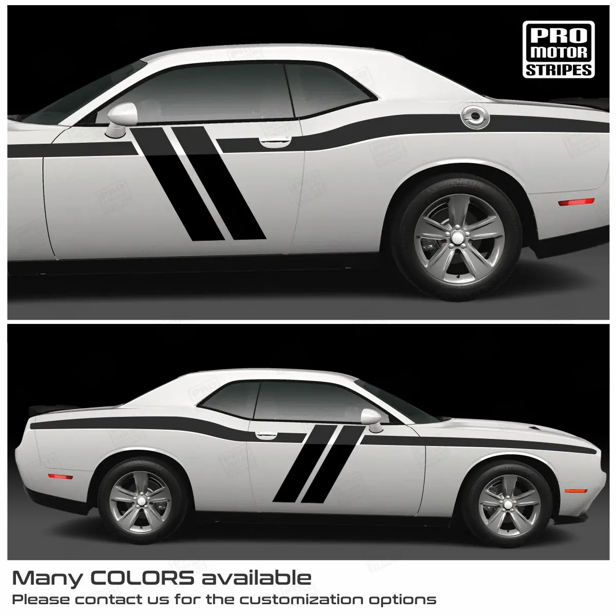 Dodge Challenger 2008-2023 Full Side Hash Mark Stripes Decals 1