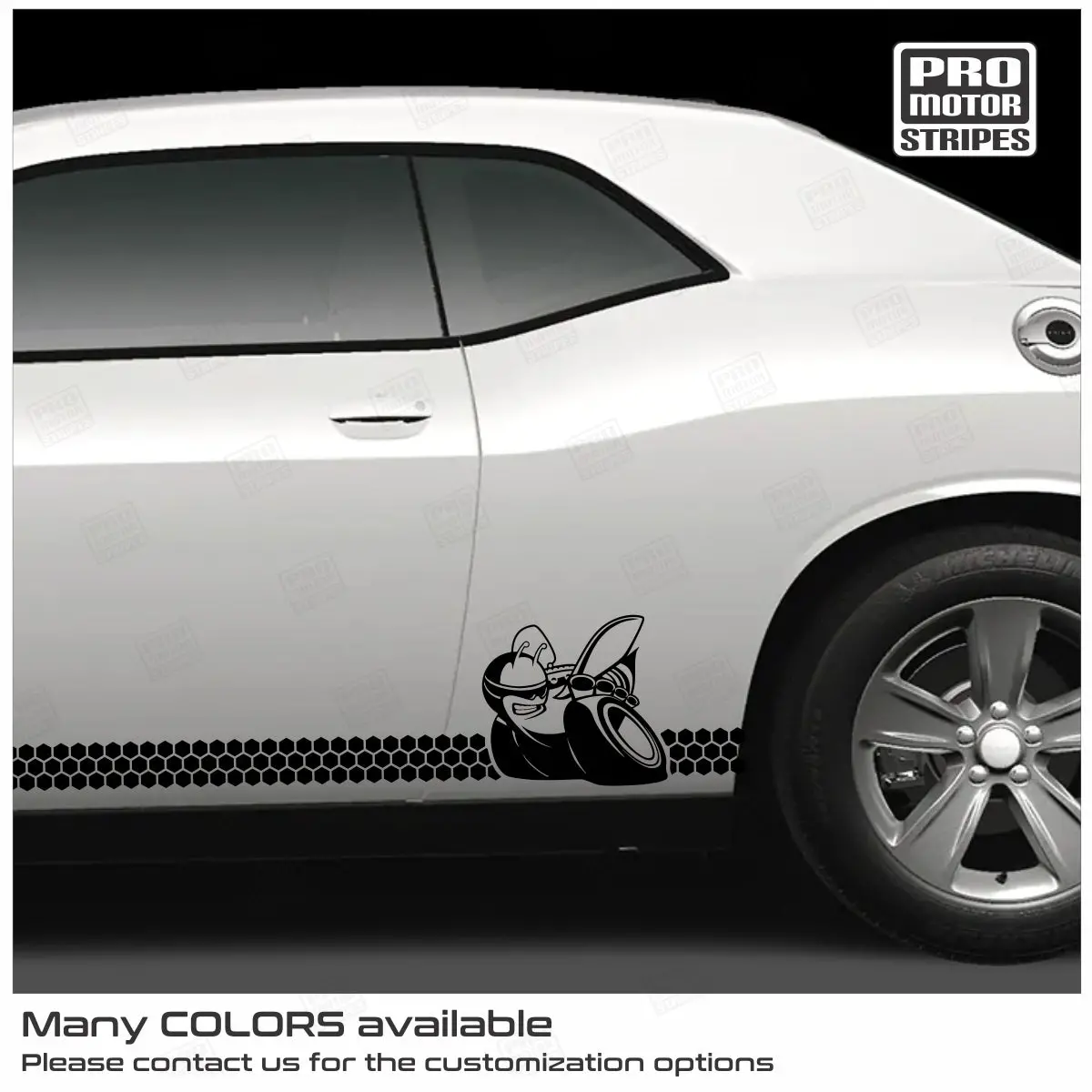 Dodge Challenger 2008-2023 Honey Comb Scat Pack Bee Rocker Side Decal Stripes 1