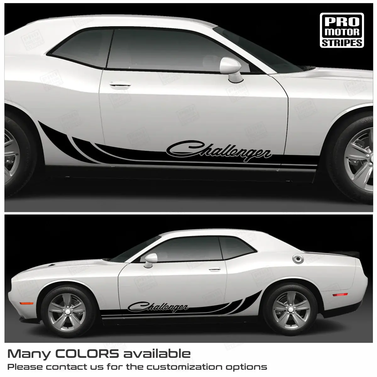 Dodge Challenger 2008-2023 Rocker Panel Side Accent Stripes Decals 1