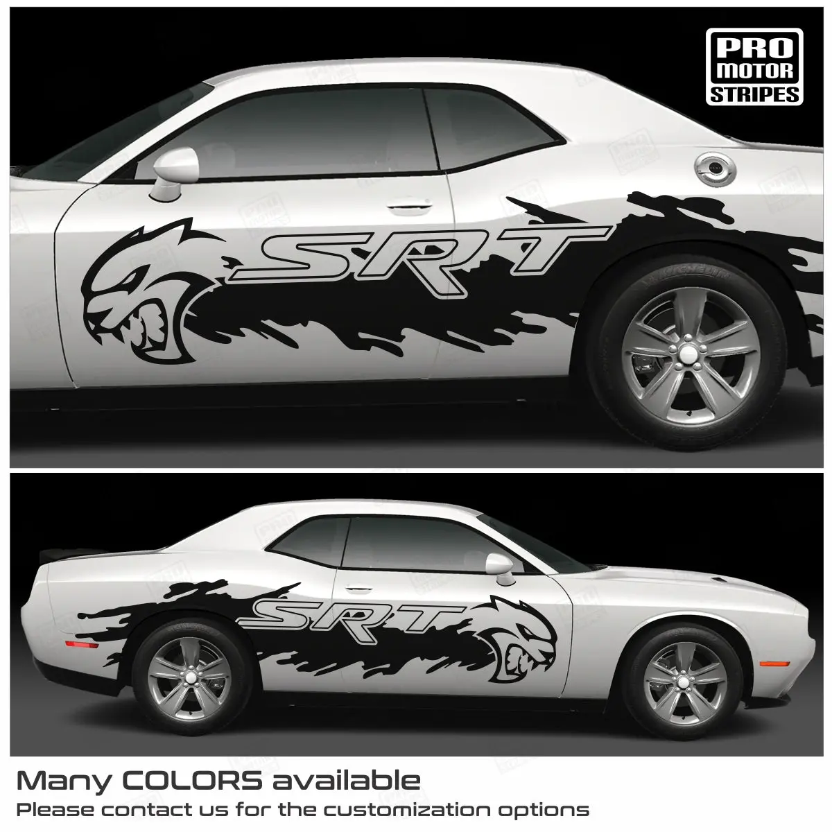 Dodge Challenger 2008-2023 Side Mud Splash Hellcat Stripes Decals 1