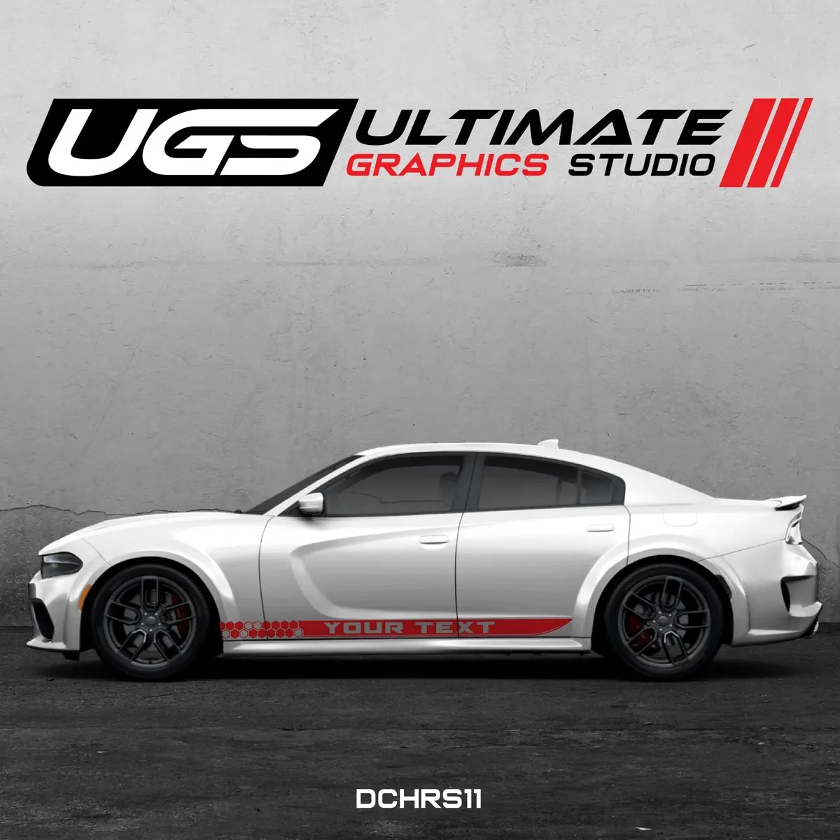 Dodge Charger Skirt Graphics 1 Color Custom Text 4