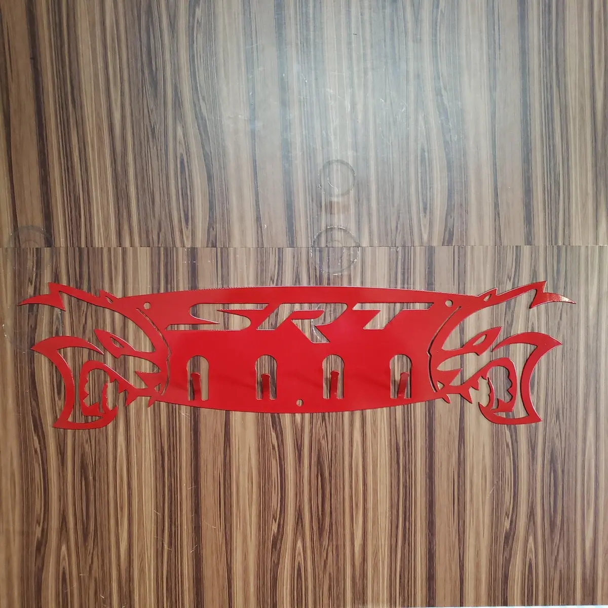 Dodge Srt Hellcat 4-Hook Steel Rack – Dual Hellcat Heads Wall Organizer 12"X4" Srt Text 1