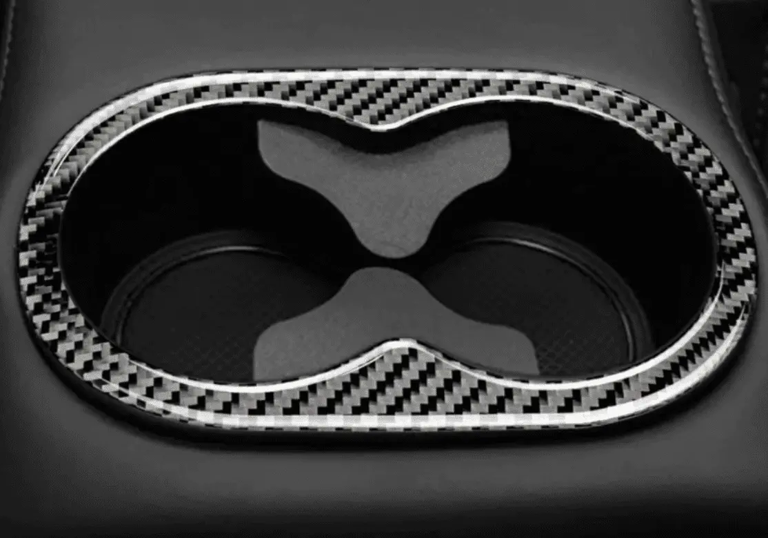 Dynacarbon Carbon Fiber Rear Center Arm Rest Cup Holder Trim Overlay 2015-2023 Challenger 1