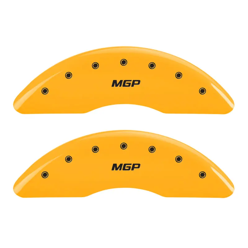 Mgp Engraved Brake Caliper Covers – Front & Rear, Yellow Finish With Black Chrome Accents 1