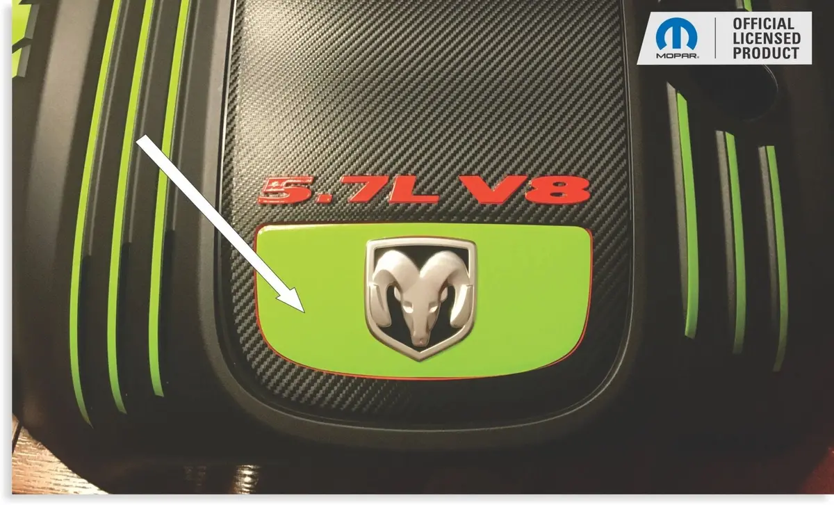 Engine Cover Front Overlay Decal - 06-08 Charger 5.7 1