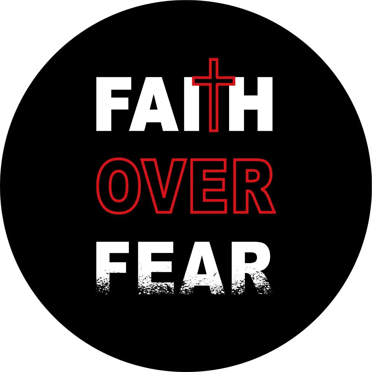 Faith Over Fear Cross Spare Tire Cover - Jeep, Bronco, Rvs, Campers, Vans, Trailers, & More 1