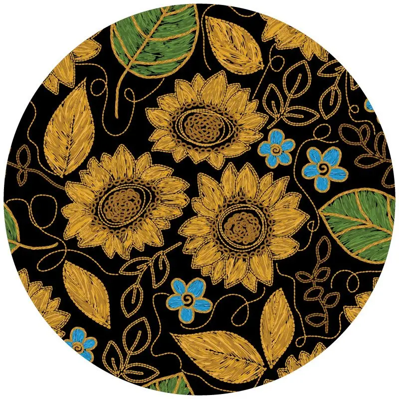 Faux Embroidered Sunflower Spare Tire Cover Design For Jeep, Bronco, Camper, Rv, Vans, Trailers 1