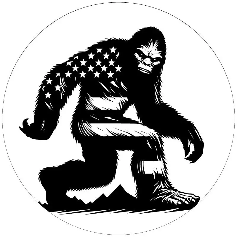 Fierce American Flag Sasquatch Spare Tire Cover Â€¢ Made To Order For Bronco, Jeep, Rv, Camper, Trailers, & More 2