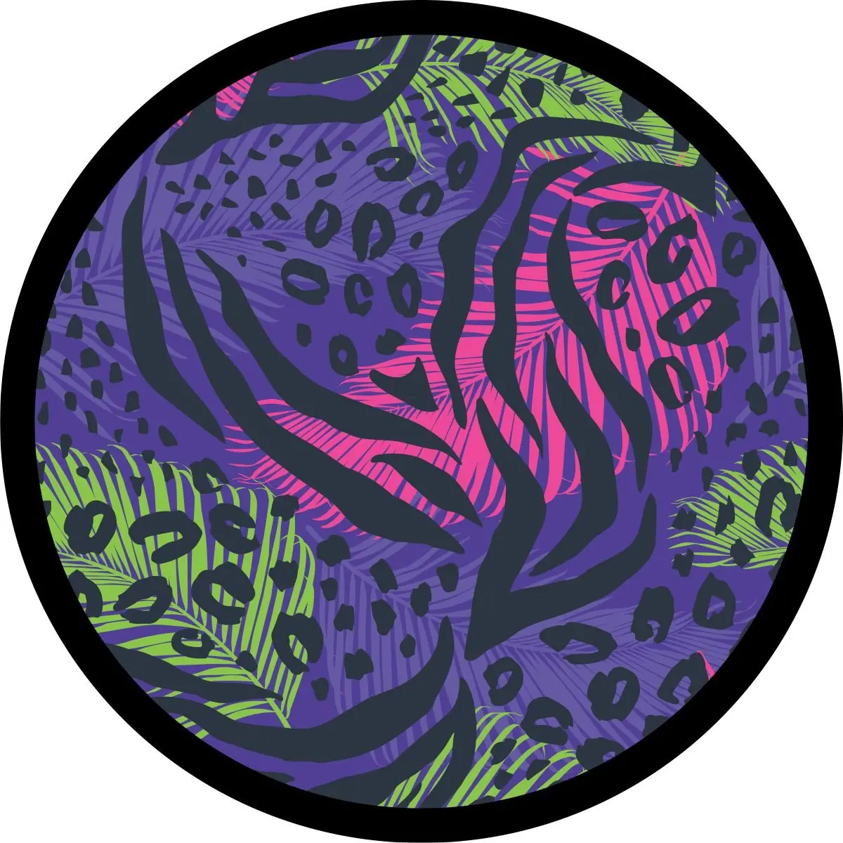 Funky Purple Leopard Cheetah Palm Frond Print 1