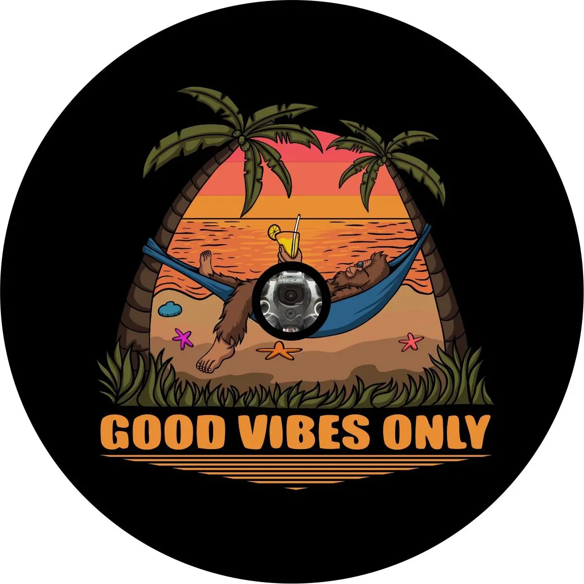 Good Vibes Only Sasquatch Bigfoot Tire Cover For Bronco, Rv, Jeep, Camper, Etc. 3