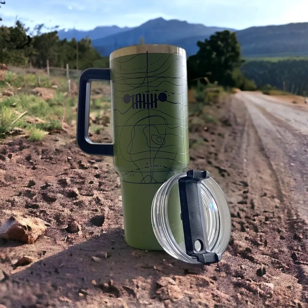 Handle Mug - Jeep Topography - Green 1