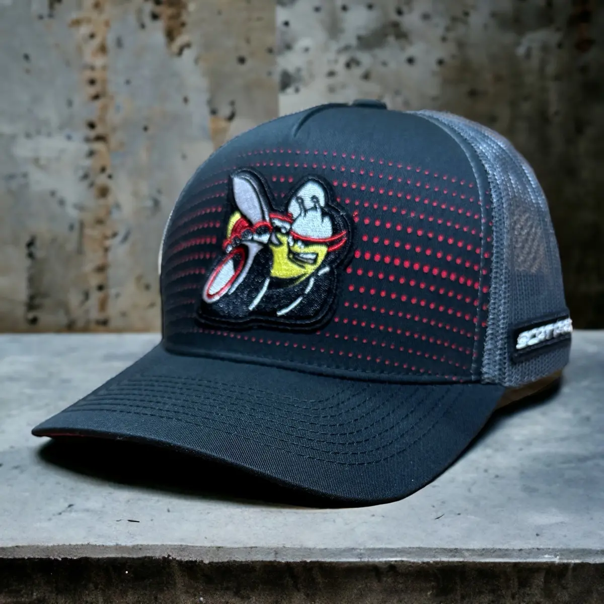 Hat - Dodge Scat Pack Rumble Snapback Trucker - Black/Charcoal/Red 1