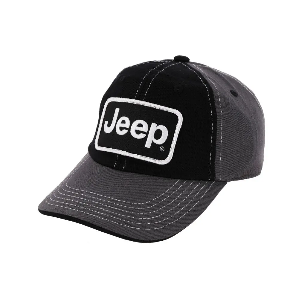 Hat - Jeep Chino Twill Patch - Black/Charcoal/White 1