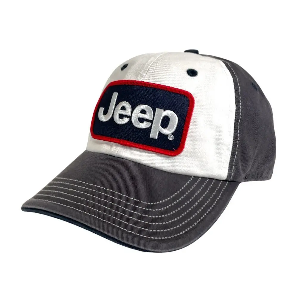 Hat - Jeep Chino Twill Patch - White/Charcoal/Navy 1