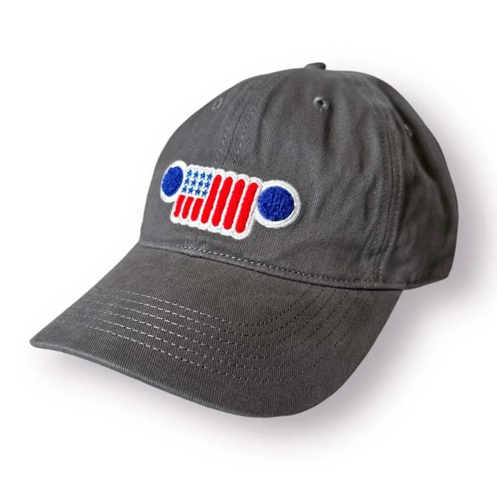 Hat - Jeep Chino Twill Ponytail With Chenille Stars And Stripes Grille Patch 1