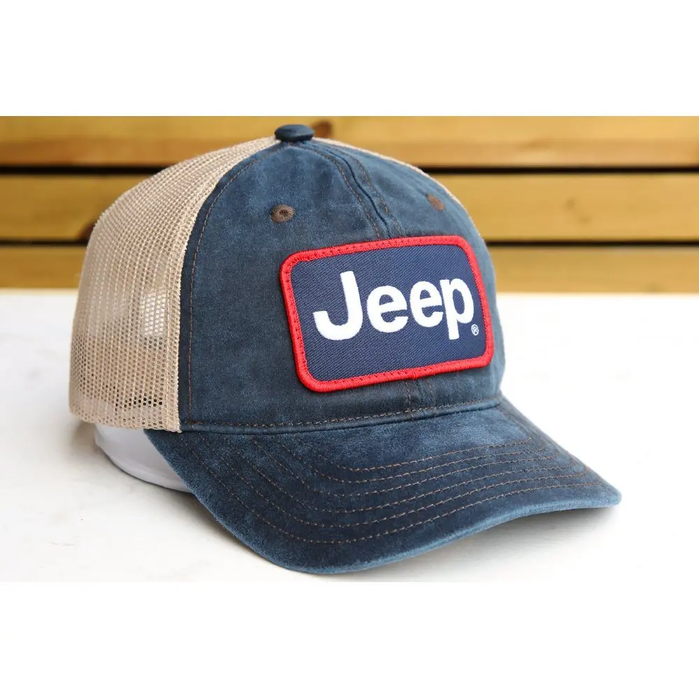 Hat - Jeep Coated Chino Twill Patch - Navy/Khaki 1