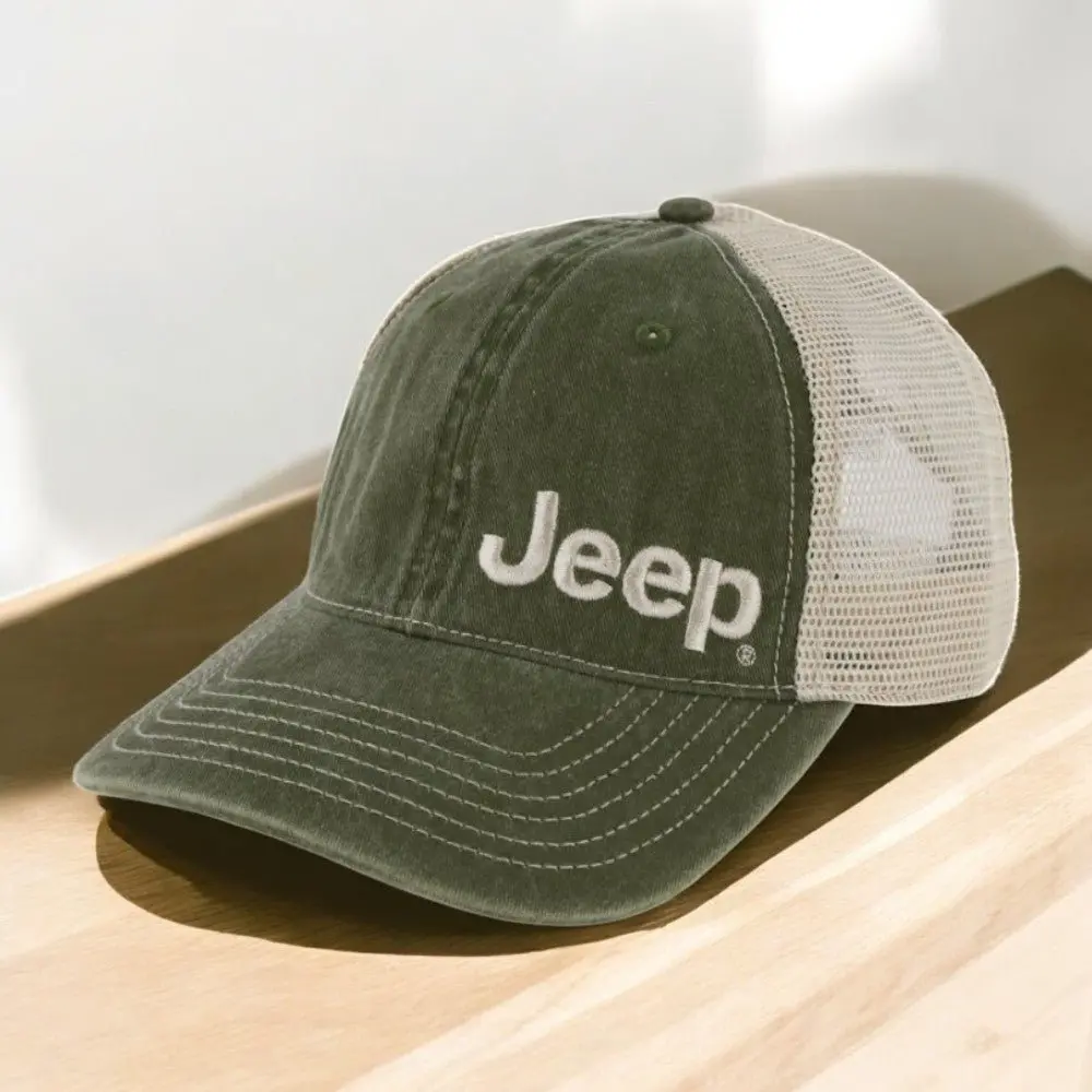 Hat - Jeep Garment Washed Trucker - Drab Green 1
