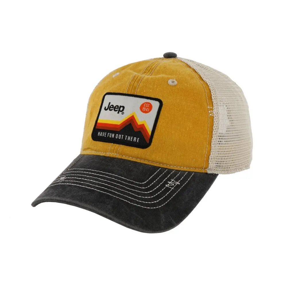 Hat - Jeep Have Fun Out There Patch Garment Washed Trucker 1