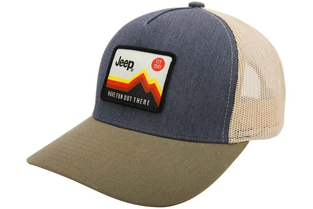 Hat - Jeep Have Fun Out There Trucker Patch Hat - Charcoal/Olive/Khaki 1